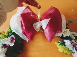 Ghirlanda a cerchietto fiori in tessuto 45cm