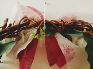 Ghirlanda a cerchietto fiori in tessuto 45cm