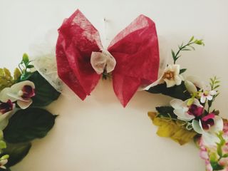 Ghirlanda a cerchietto fiori in tessuto 45cm