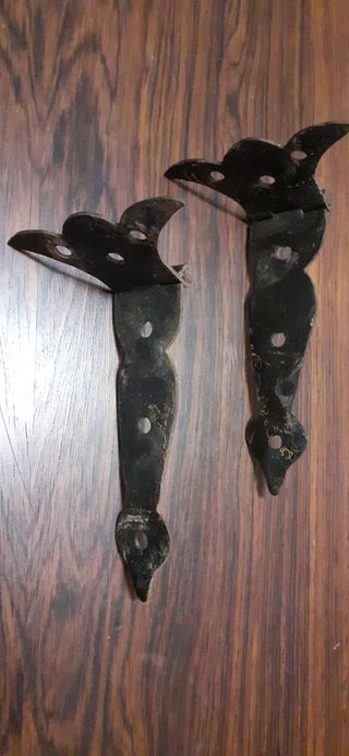 2 bisagras castellanas antiguas de hierro forjado