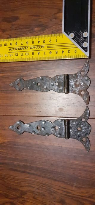 2 bisagras castellanas antiguas de hierro forjado