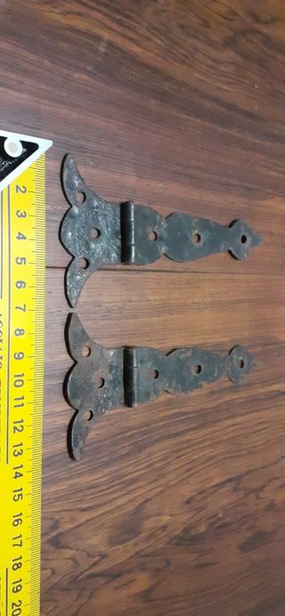 2 bisagras castellanas antiguas de hierro forjado