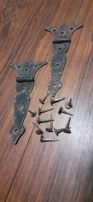 2 bisagras castellanas antiguas de hierro forjado
