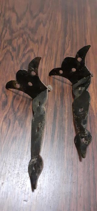 2 bisagras castellanas antiguas de hierro forjado