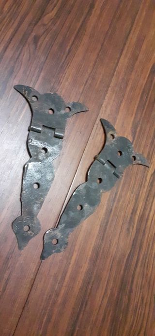 2 bisagras castellanas antiguas de hierro forjado
