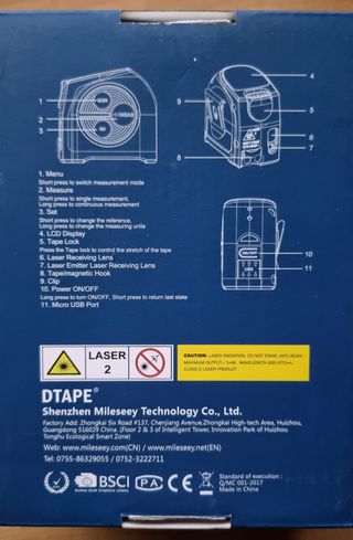 MEDIDOR LASER 40M + 5M CINTA - RECARGABLE USB