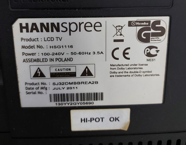 Televisor 32 pulgadas hannspree hsg1116