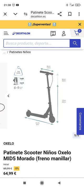 Patinete oxelo Decathlon 