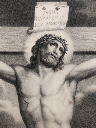 Marco antiguo con litografía religiosa