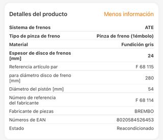 Caliper Renault trasero Brembo