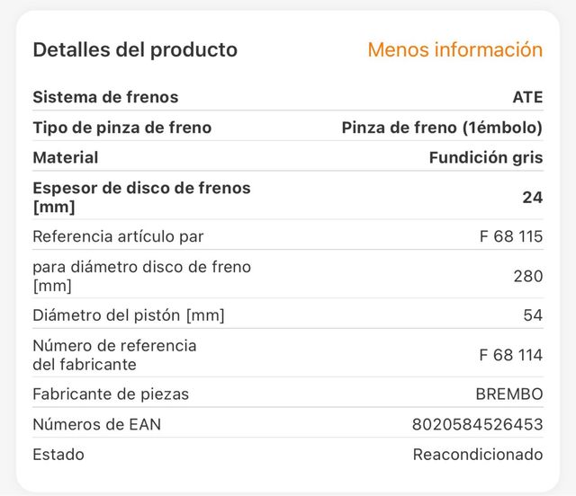 Caliper Renault trasero Brembo