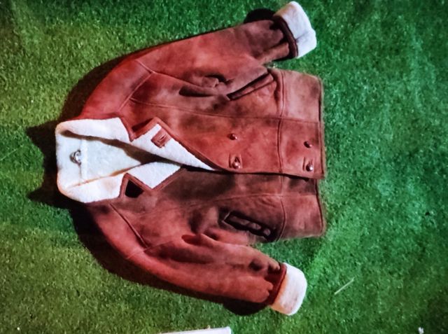 Chaquetón piel vuelta natural marrón claro talla M