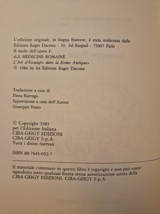 Libro di Giuseppe Penso "La medicina romana"