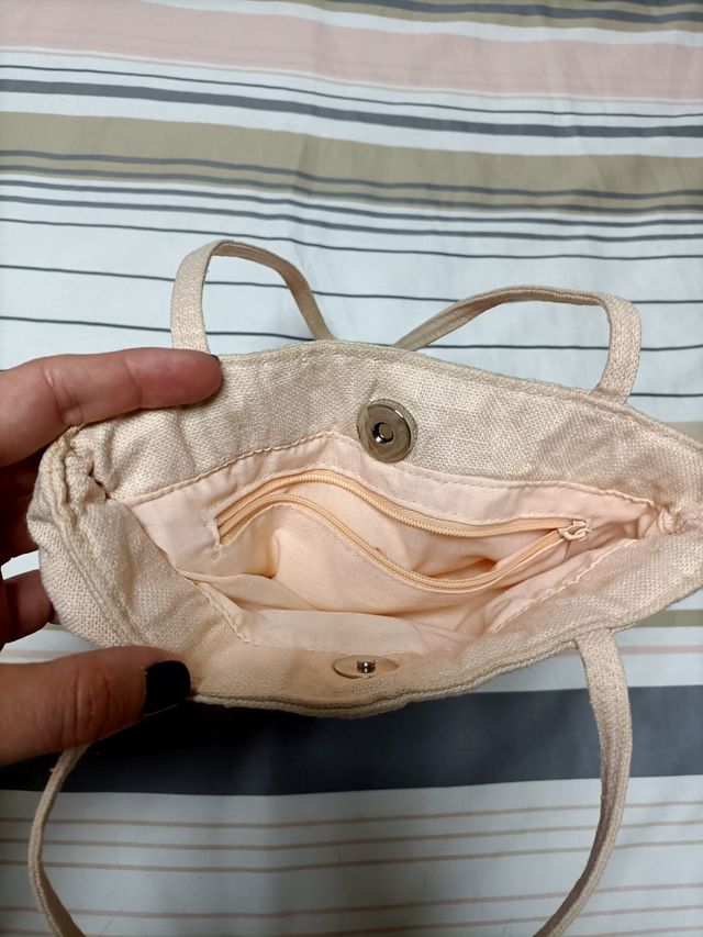 Bolso de mano rosa palo