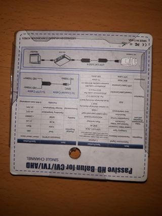 Balun de video pasivo con cables