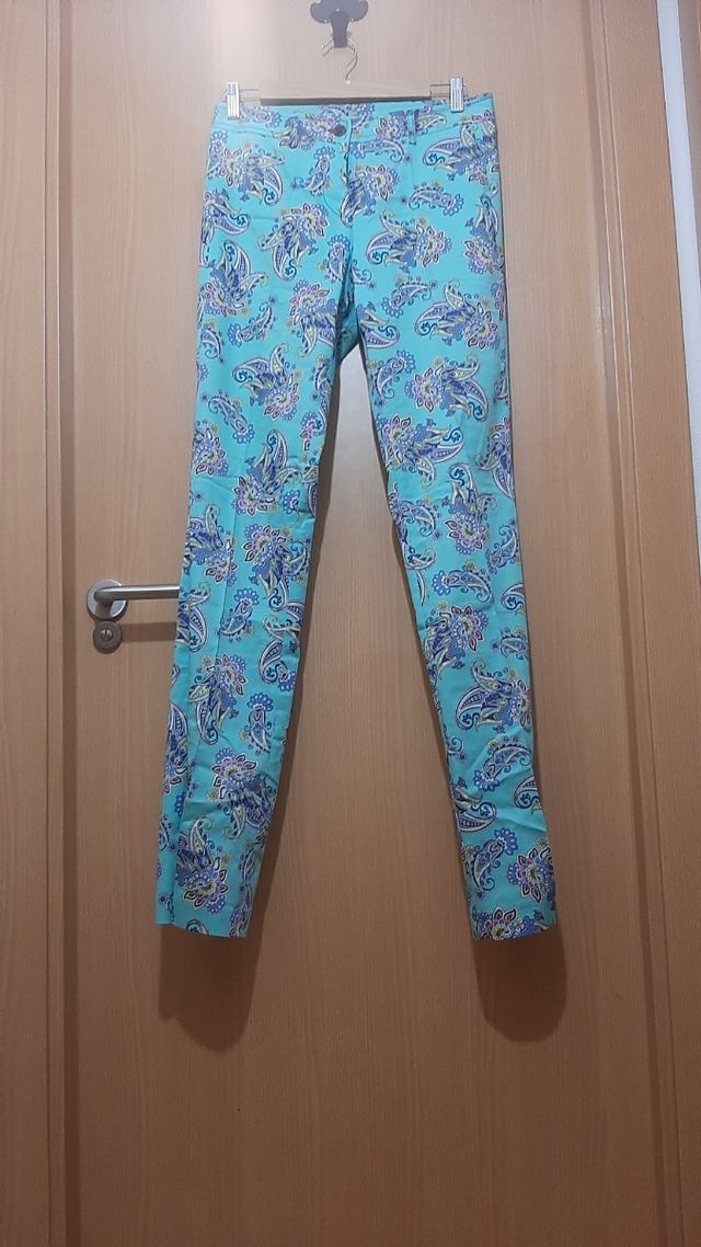 Pantalon campana turquesa paisley