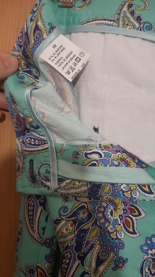 Pantalon campana turquesa paisley