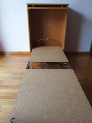 Mueble cama plegable abatible de madera de roble
