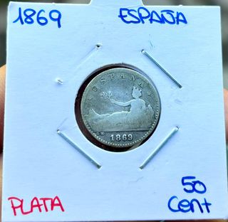 Moneda PLATA 50 Centimos 1869. España