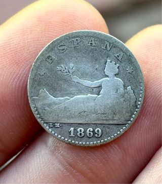 Moneda PLATA 50 Centimos 1869. España
