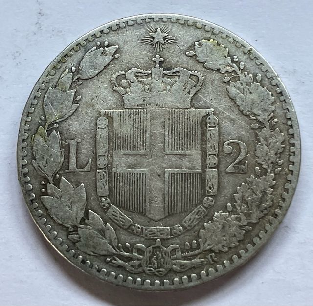 Italia 2 liras de plata 1883
