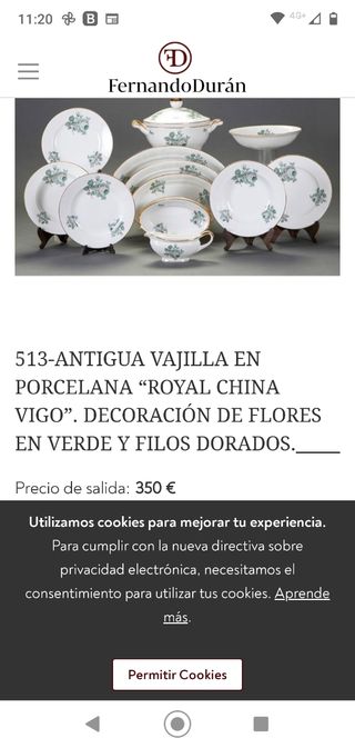 Vajilla antigua de porcelana