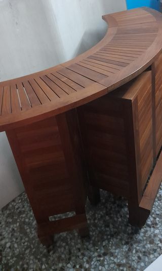 Barra bar madera teca plegable