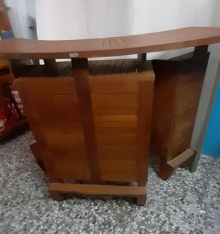 Barra bar madera teca plegable