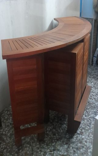 Barra bar madera teca plegable