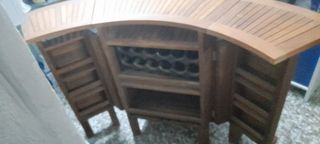 Barra bar madera teca plegable