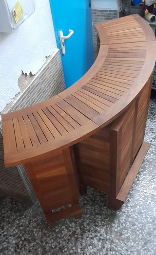 Barra bar madera teca plegable