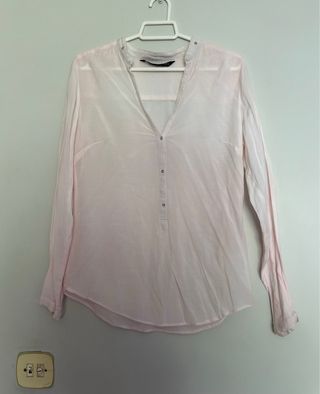 Blusa blanca rosacea de zara