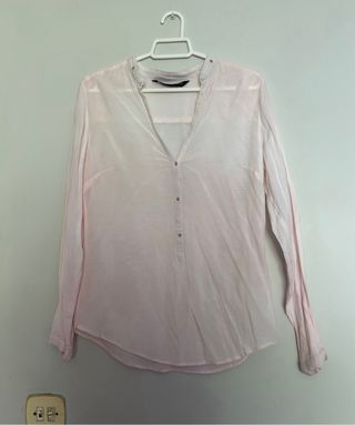 Blusa blanca rosacea de zara
