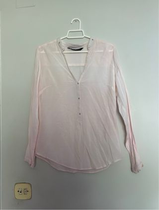 Blusa blanca rosacea de zara