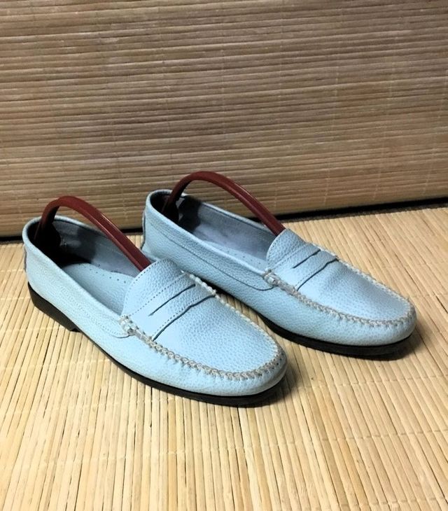 ULTIMO PRECIO Mocasines de piel azul claro de segunda mano por