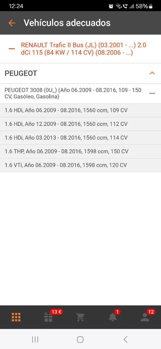 Amortiguador delantero derecho peugeot 