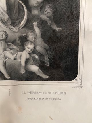 Marco antiguo con litografía religiosa