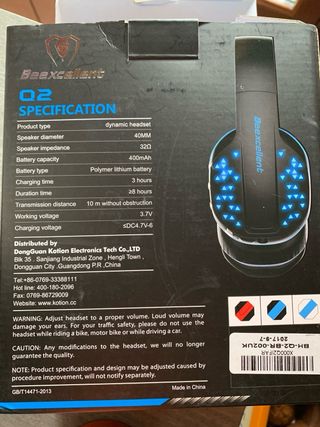 headset wireless Cuffie Bluetooth Beexcellent Q2