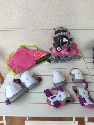 Pack patines, protecciones y bolsa