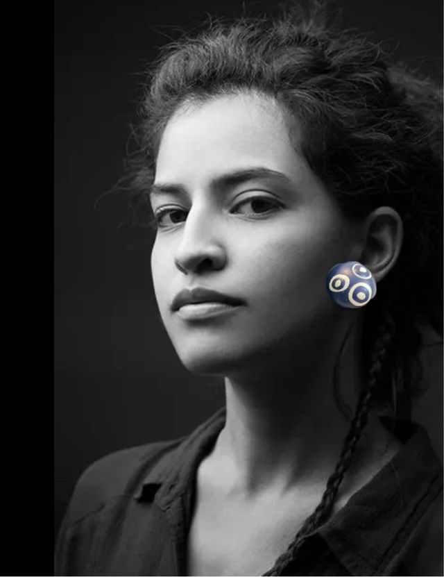 Orecchini blu bianco stile Kusama