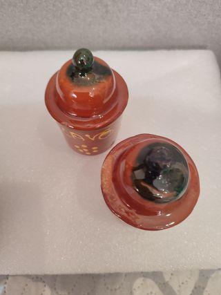 Conjunto Cerámica; 2 Tarricos Y Plato Aceitunas