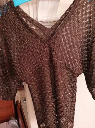 Top Dorado ocre encaje Fiesta De vestir