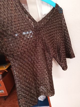 Top Dorado ocre encaje Fiesta De vestir