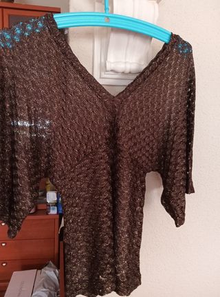 Top Dorado ocre encaje Fiesta De vestir