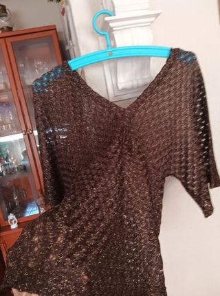 Top Dorado ocre encaje Fiesta De vestir