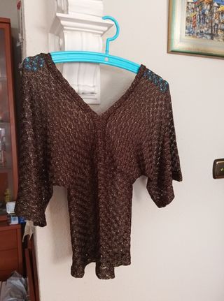 Top Dorado ocre encaje Fiesta De vestir