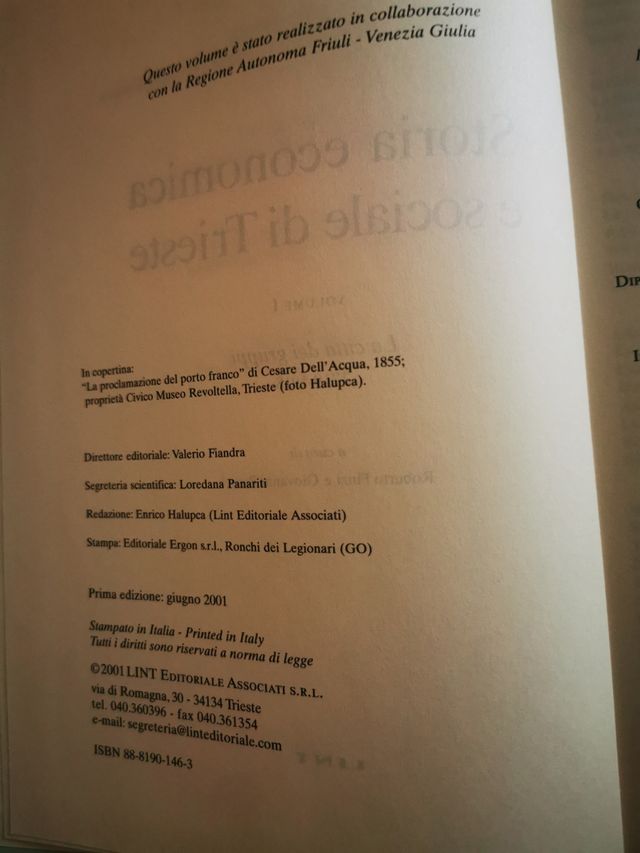 Libro Storia economica di Trieste vol. 1