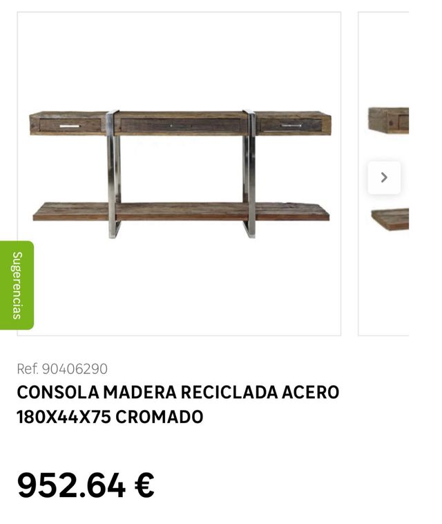 CONSOLA MADERA RECICLADA ACERO 180X44X75 CROMADO