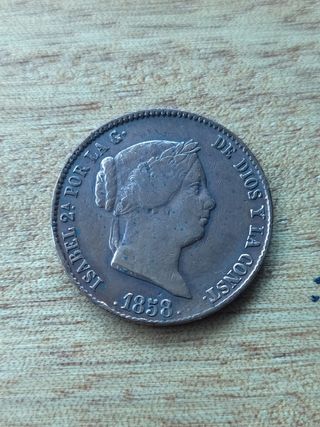 Moneda 25 céntimos de real 1858