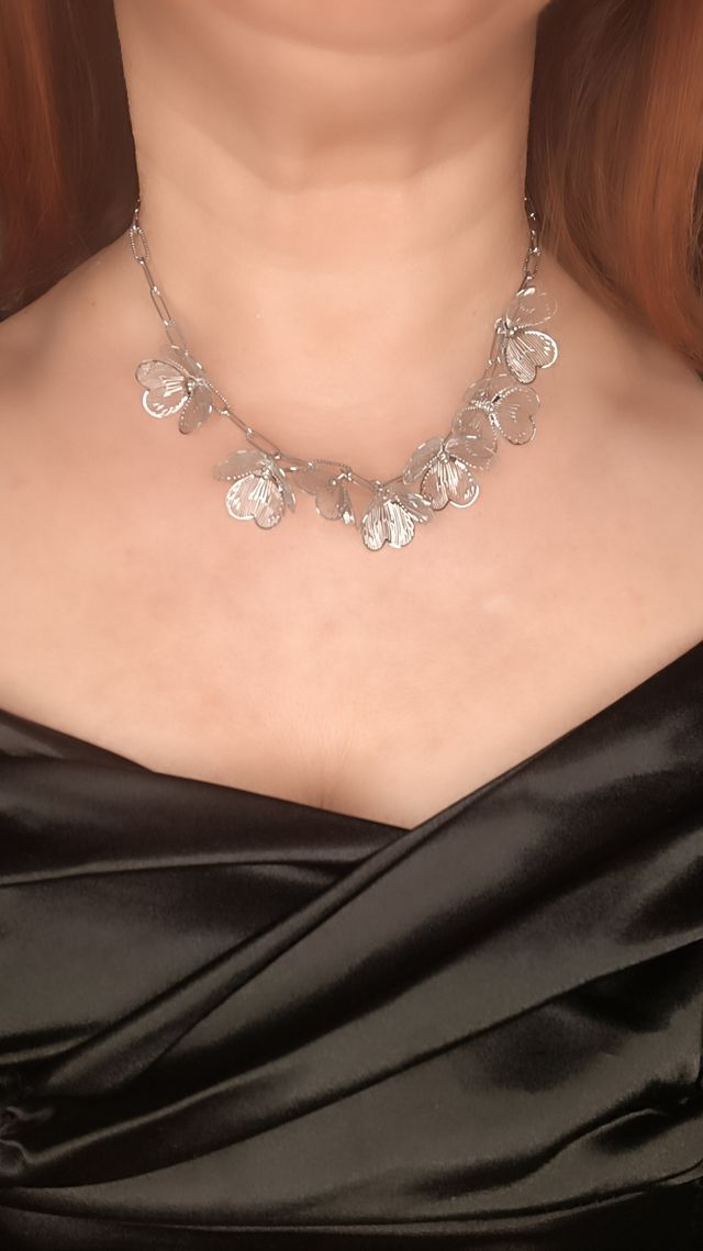 Collana acciaio fiori col. Oro